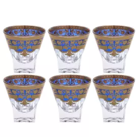 Astra Gold Natalia Golden Blue Decor Crystal Stack Set for 6 people